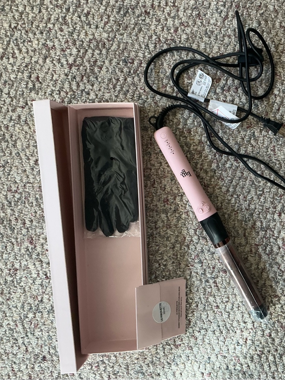 Lange Pink Curling Wand with Glove